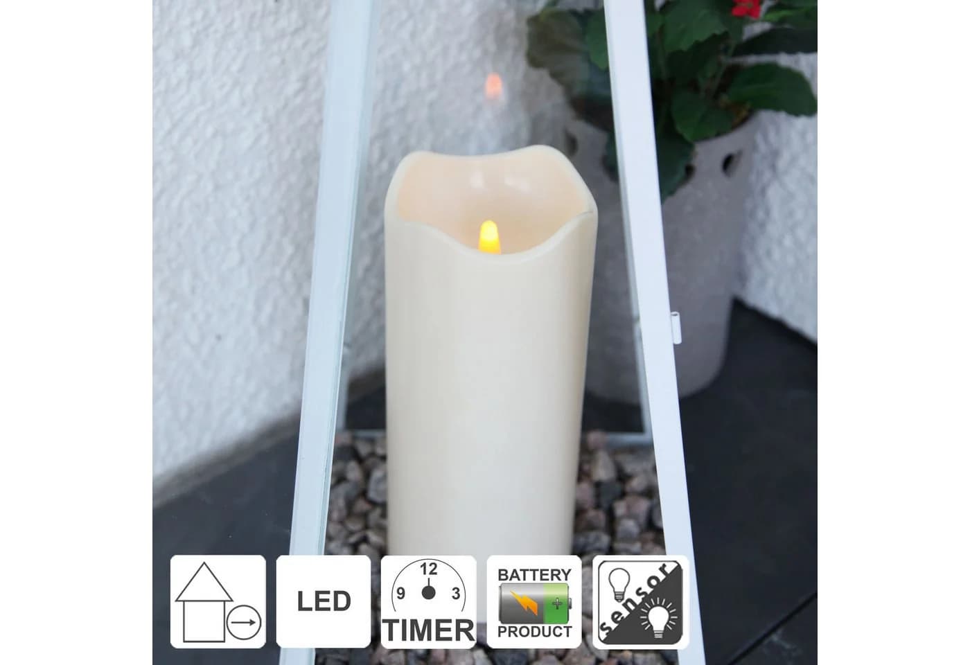 STAR TRADING LED-Kerze Paul Outdoor Kunststoff 8/16h Timer Sensor 10x23cm Warmweiß - Bild 3