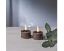 STAR TRADING LED-Teelicht taupe mit Timer und Flackereffekt 2er Set Bild 1