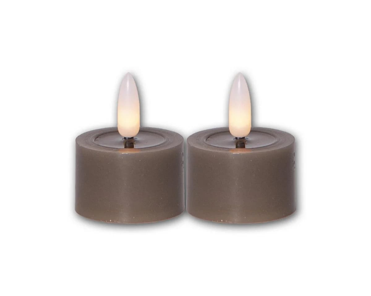 STAR TRADING LED-Teelicht taupe mit Timer und Flackereffekt 2er Set - Bild 3