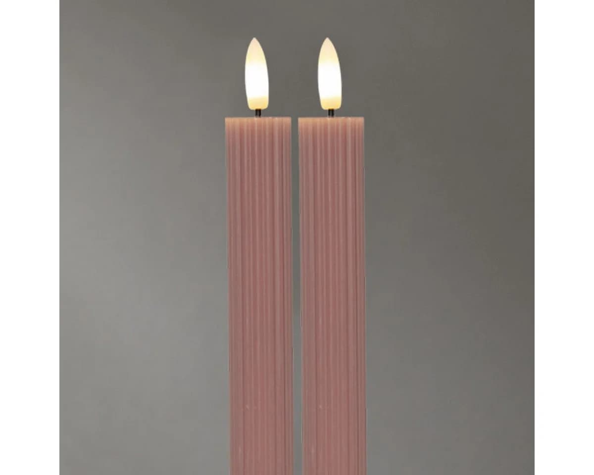 STAR TRADING LED-Stabkerzen STRIPE 2er Set altrosa mit Timer - Bild 3
