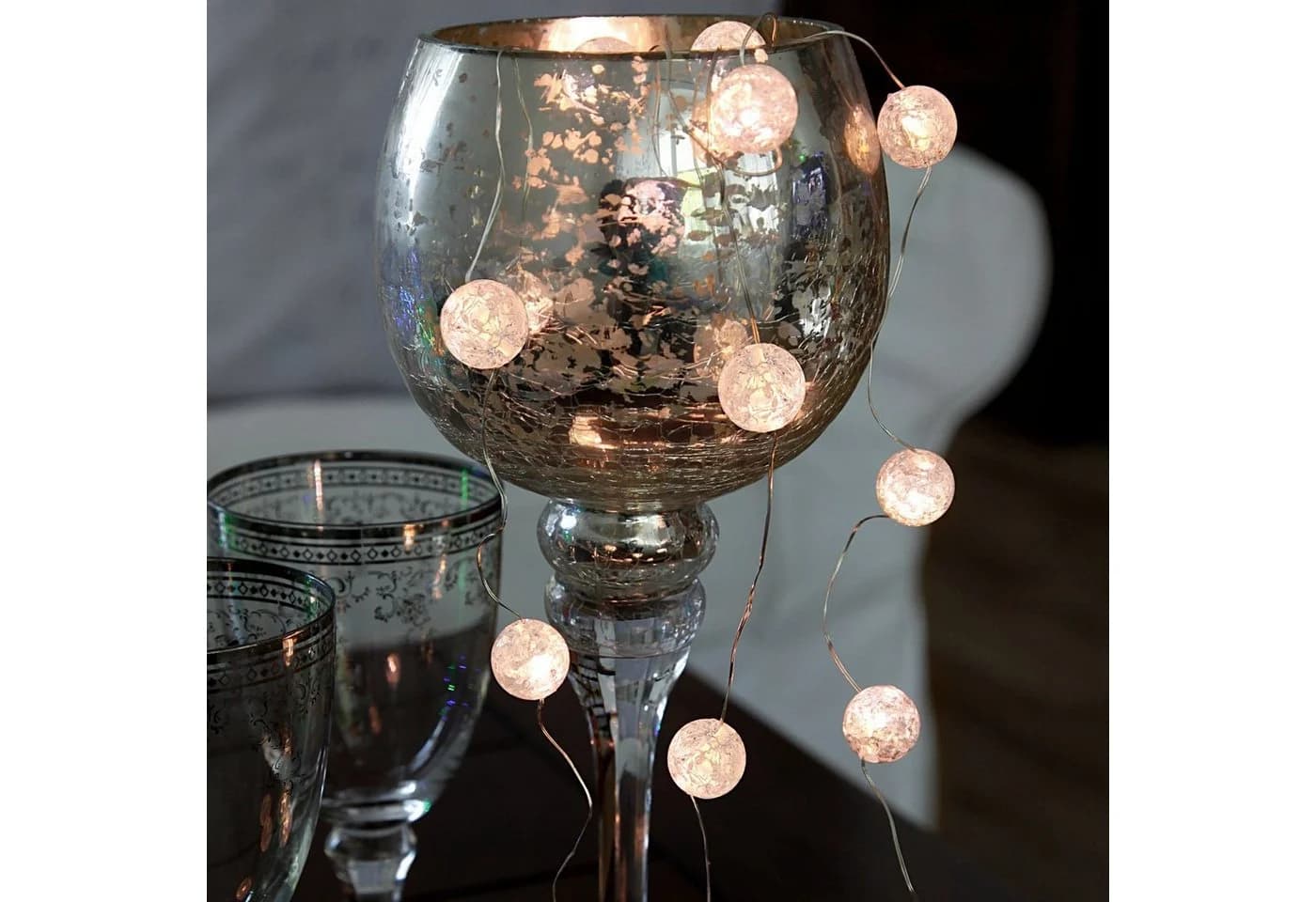 STAR TRADING LED-Lichterkette Batterie 15 LEDs warmweiß Bruchglas