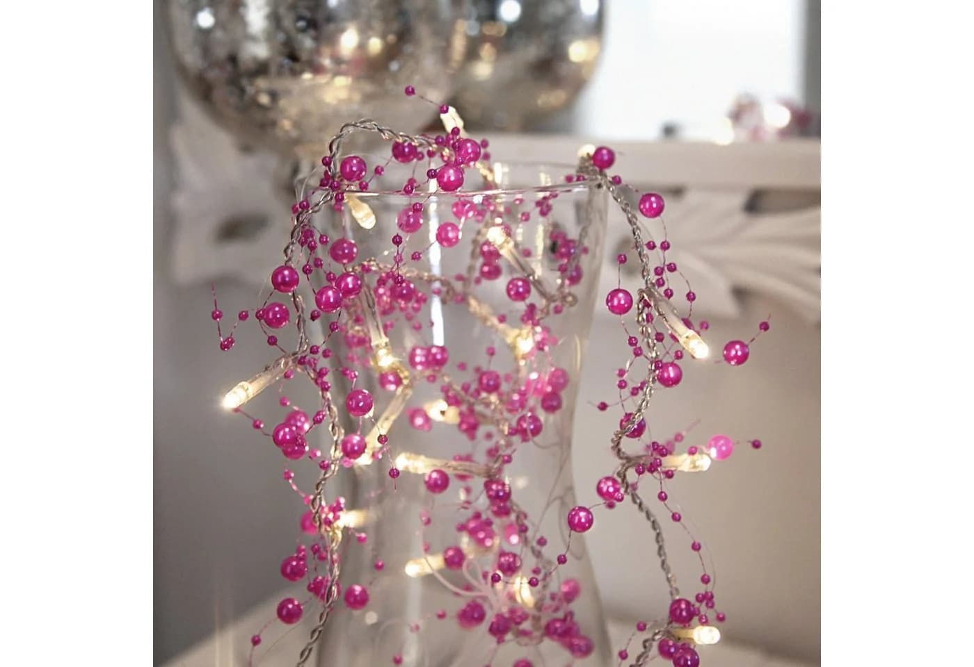 STAR TRADING LED-Lichterkette mit Timer und rosa Perlen - Bild 4