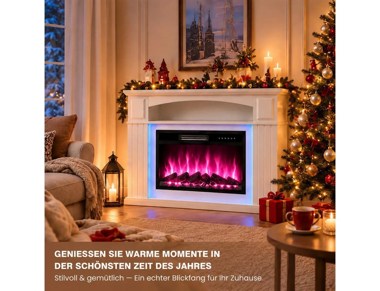 HOMAVO Elektrokamin mit Schrank und LED-Lichtband - Bild 5