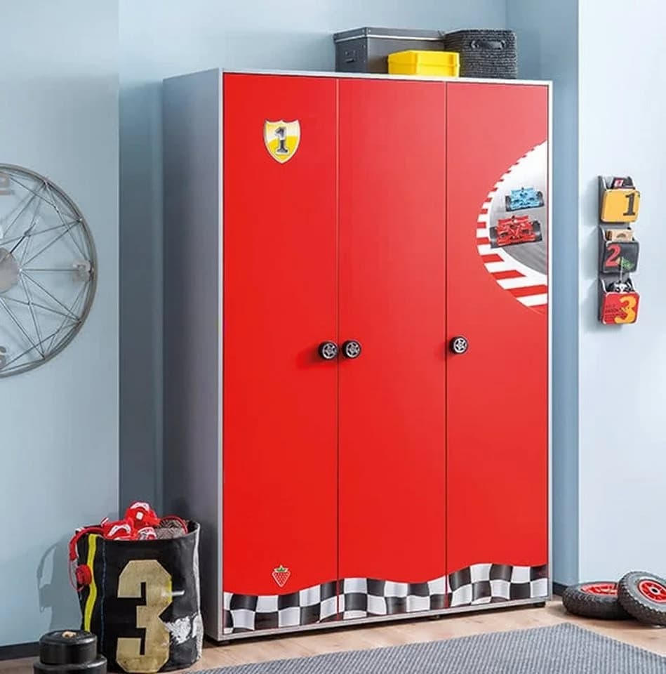 Möbel-Zeit Kleiderschrank RACECUP, 3-türig Rot
