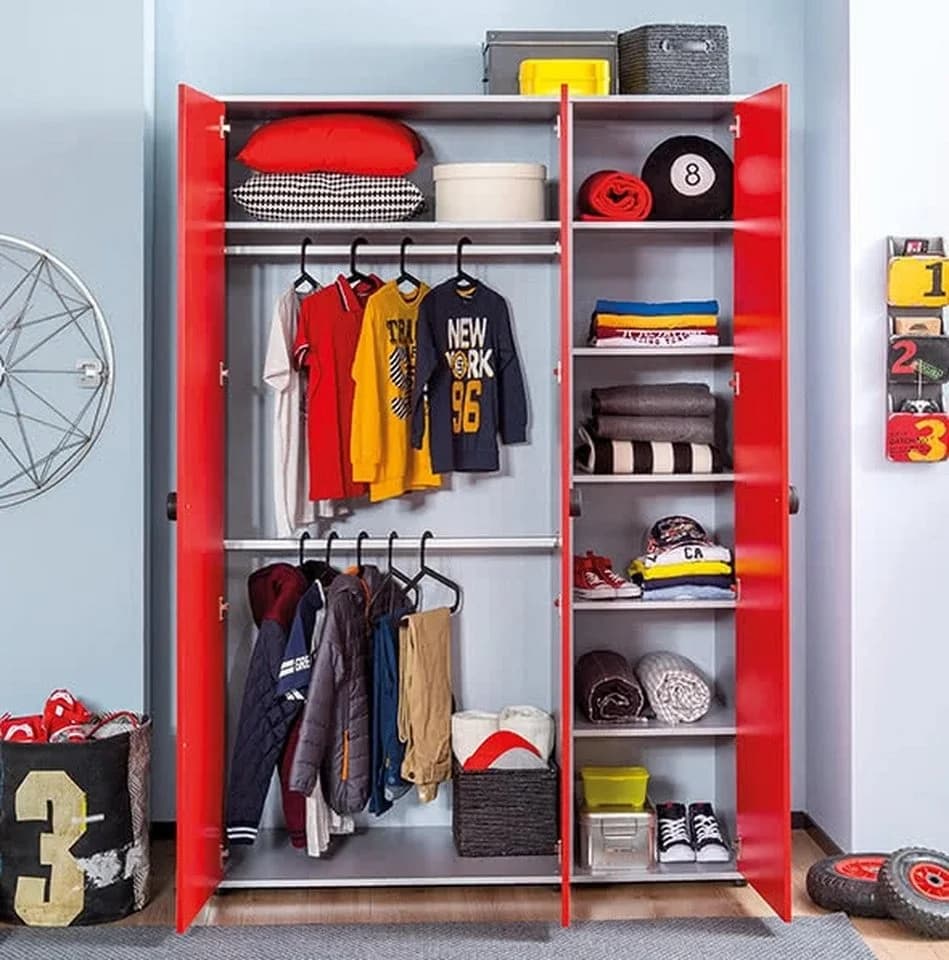 Möbel-Zeit Kleiderschrank RACECUP, 3-türig Rot - Bild 3