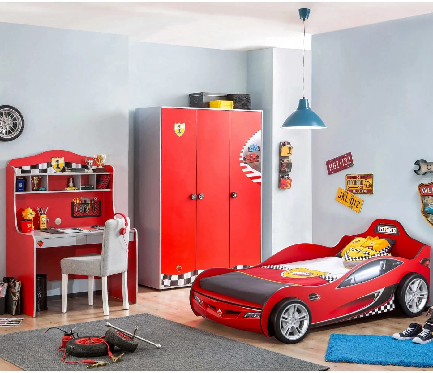 Möbel-Zeit Kleiderschrank RACECUP, 3-türig Rot - Bild 4