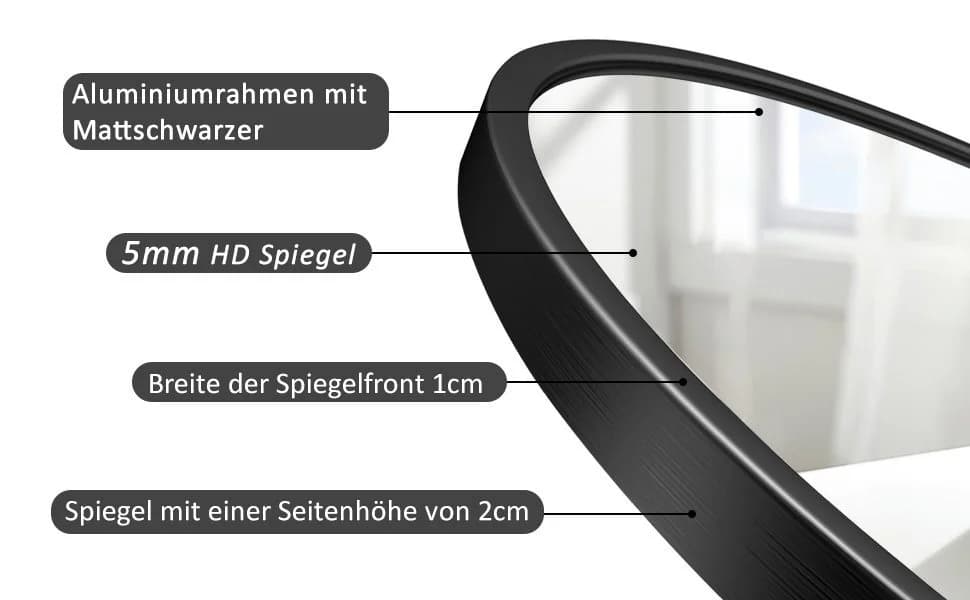WDWRITTI Rundspiegel mit Aluminiumrahmen Ø40/50/60/70/80cm - Bild 3