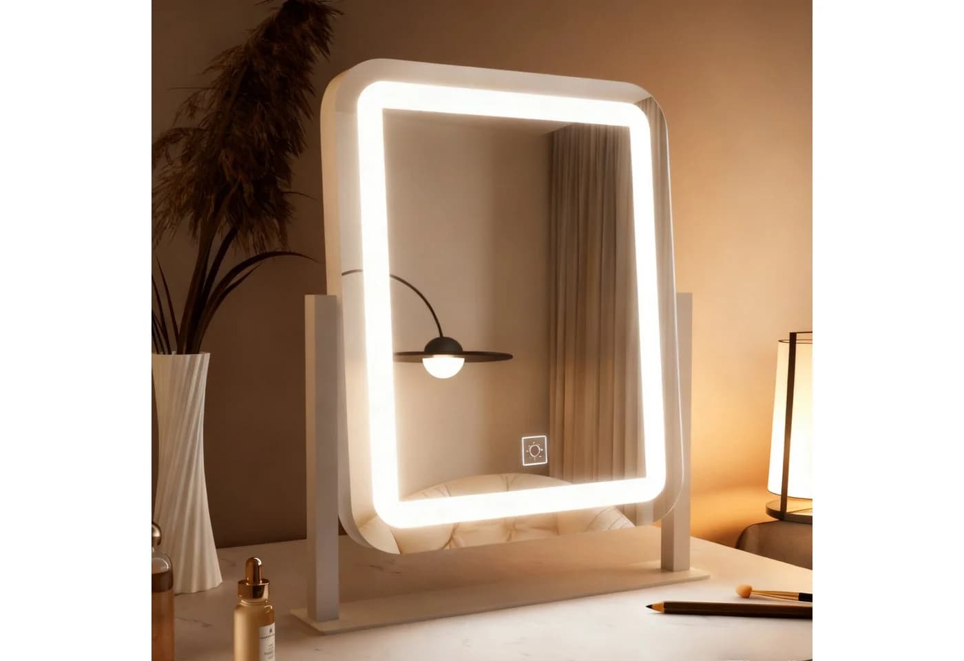 WDWRITTI LED Schminkspiegel 3 Lichtfarben Dimmbar Touch Weiß - Bild 2