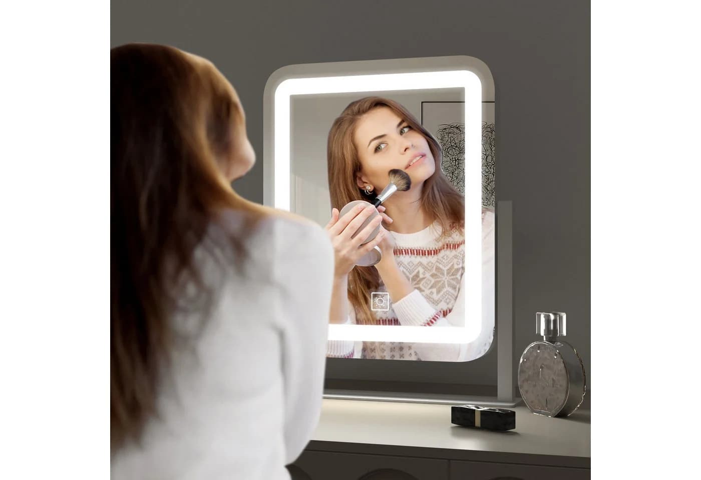 WDWRITTI LED Schminkspiegel 3 Lichtfarben Dimmbar Touch 360° Drehbar