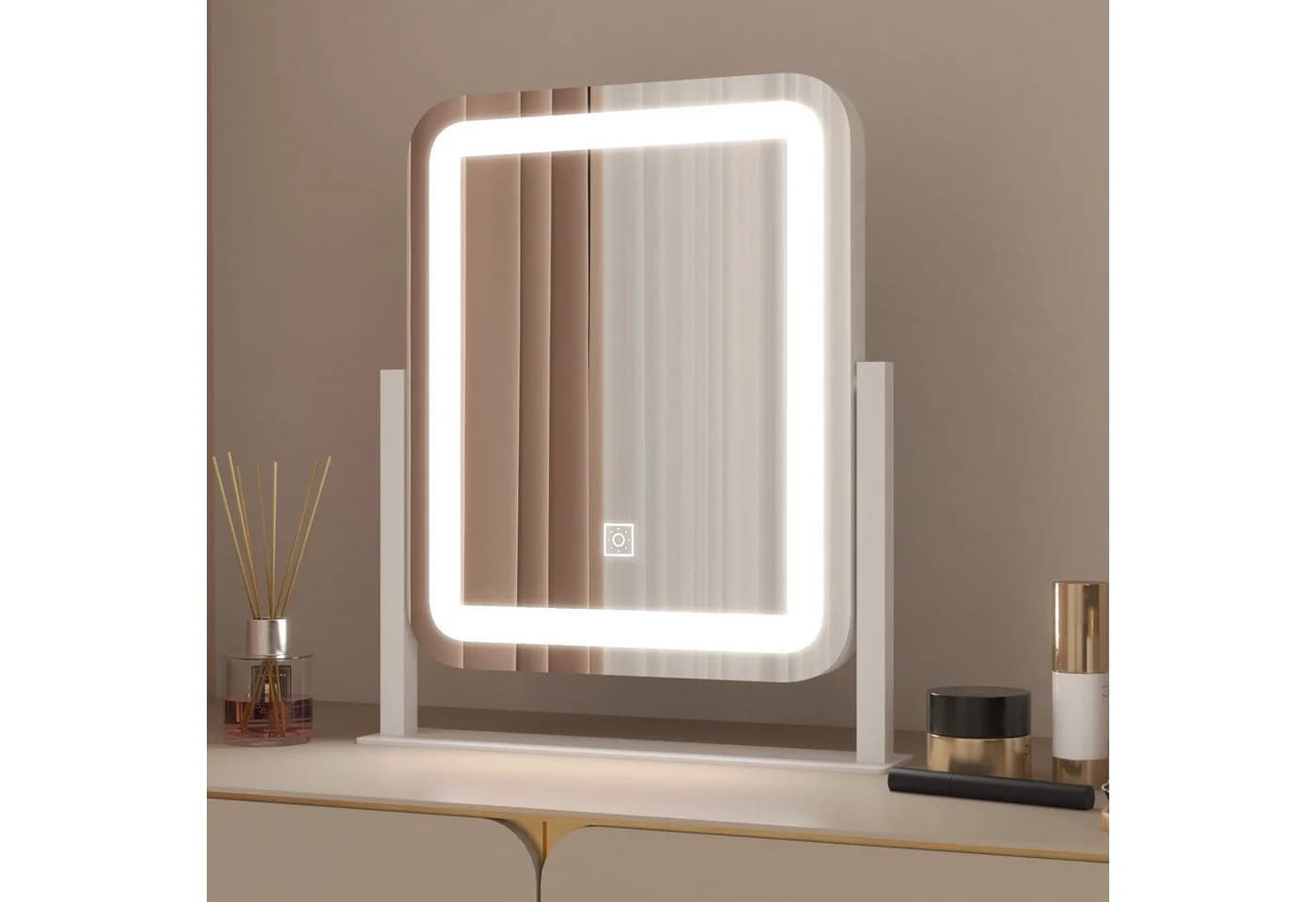 WDWRITTI LED Schminkspiegel 3 Lichtfarben Dimmbar Touch 360° Drehbar - Bild 2