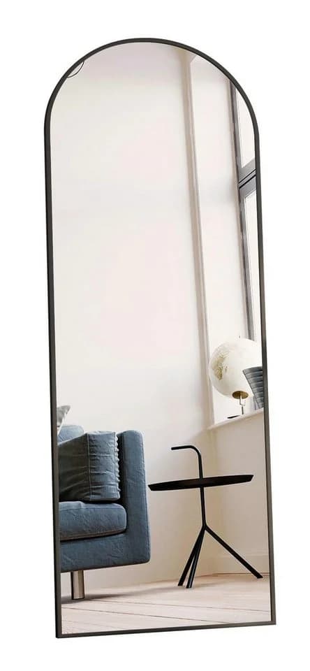 GOEZES Flurspiegel Rundbogen 150x50cm Aluminiumrahmen Gold Schwarz - Bild 2