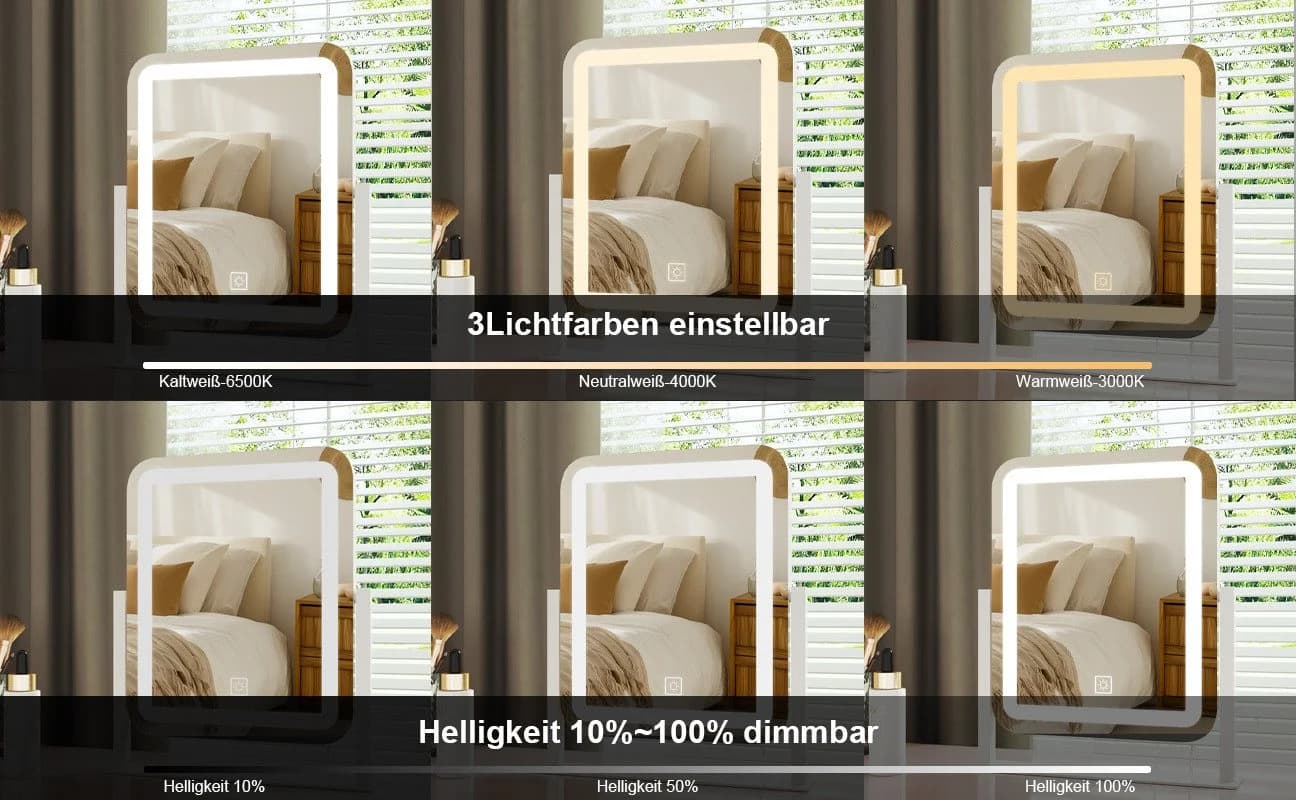 WDWRITTI LED Schminkspiegel Rechteckig mit Beleuchtung - Bild 5