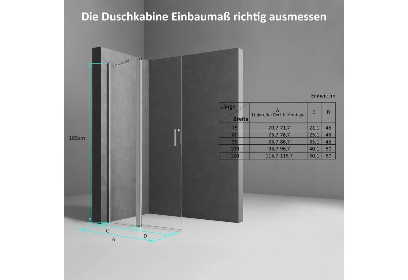 Boromal Walk-in-Dusche Faltbar mit ESG-Glas und Nanobeschichtung - Bild 4
