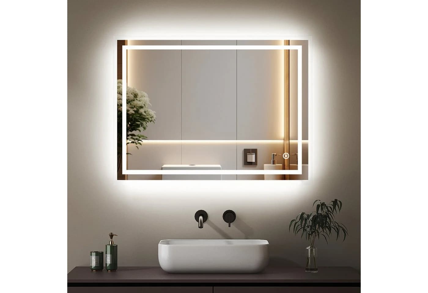 WDWRITTI LED Badspiegel mit Speicherfunktion und Touch-Bedienung