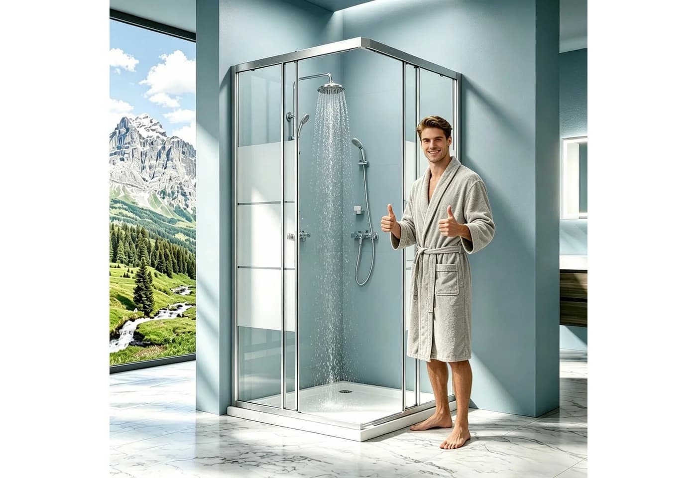 Boromal Eckdusche Schiebetür mit Sicherheitsglas