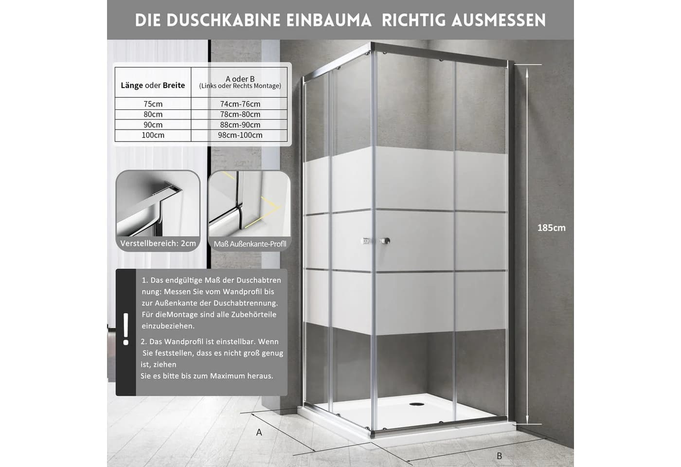 Boromal Eckdusche Schiebetür mit Sicherheitsglas - Bild 4