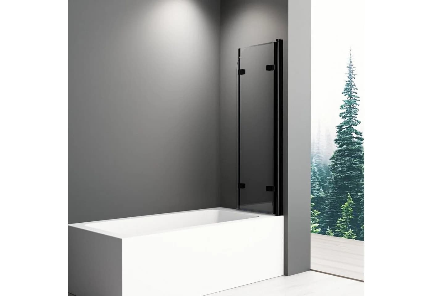 Boromal Badewannenaufsatz Schwarz 3-teilig Faltbar mit Nano-Glas - Bild 3