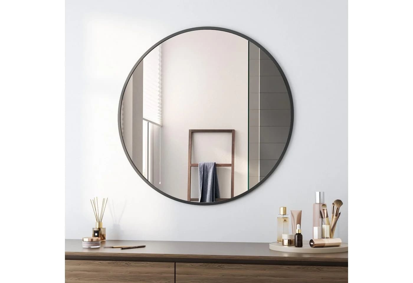 Boromal Wandspiegel Rund Schwarz 5mm HD Aluminium Rahmen - Bild 2