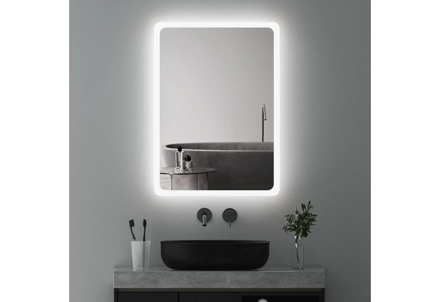 WDWRITTI LED Badspiegel mit Touch-Steuerung und dimmbarem Licht