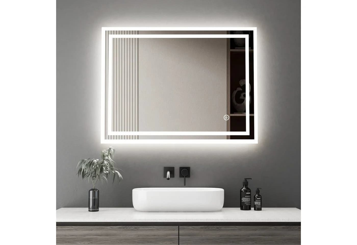 WDWRITTI Badspiegel LED Memory-Funktion Helligkeit/Lichtfarben dimmbar