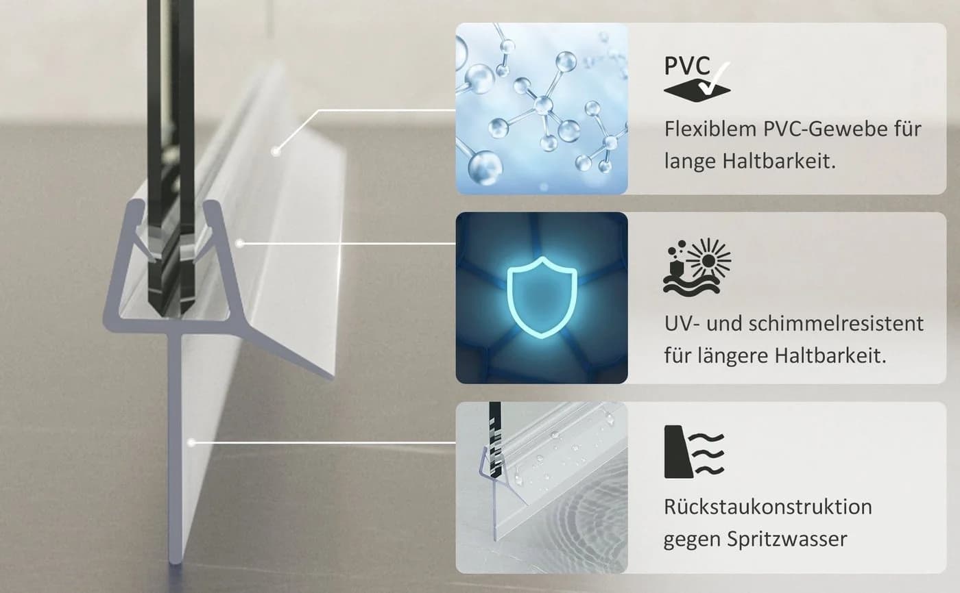 Boromal Duschdichtung mit zwei Lippen für 4-6mm Glas - Bild 3