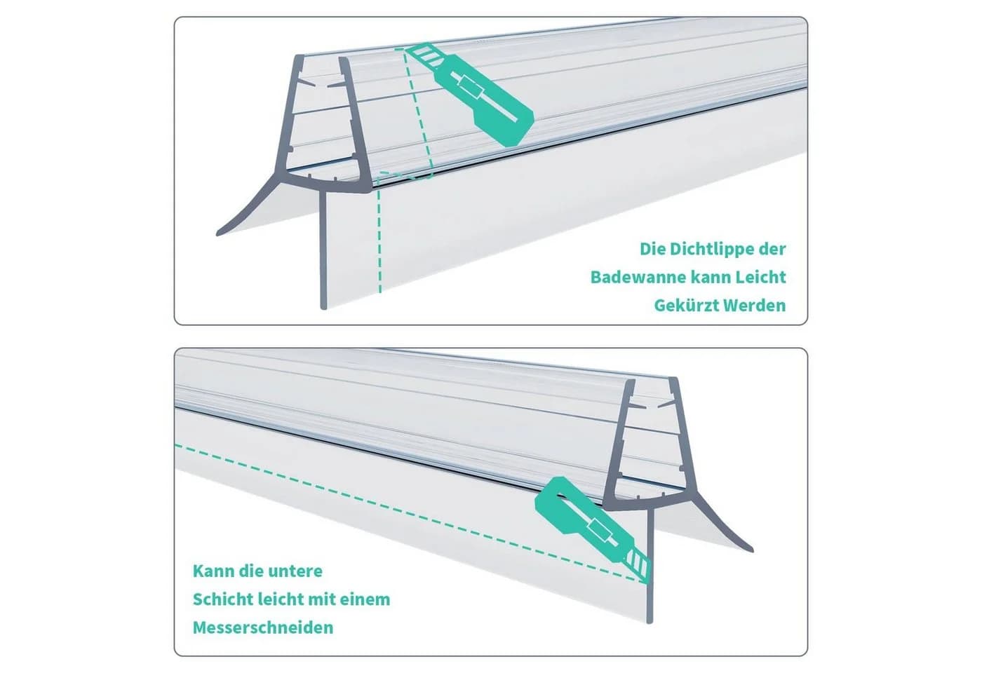 Boromal Duschdichtung mit zwei Lippen für 4-6mm Glas - Bild 4