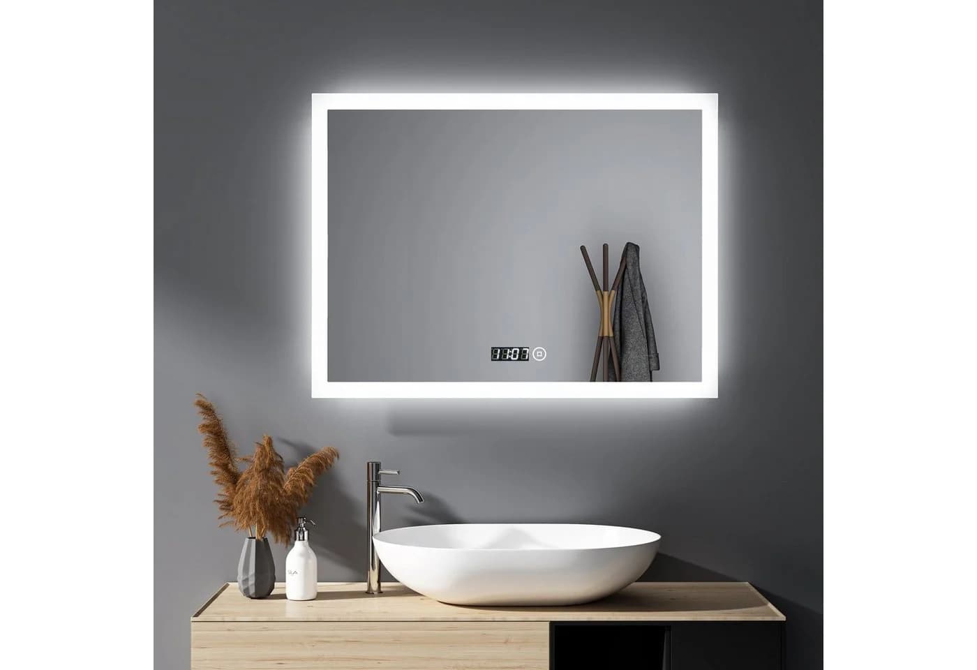 WDWRITTI LED Badspiegel mit Uhr und Touch-Bedienung - Bild 2