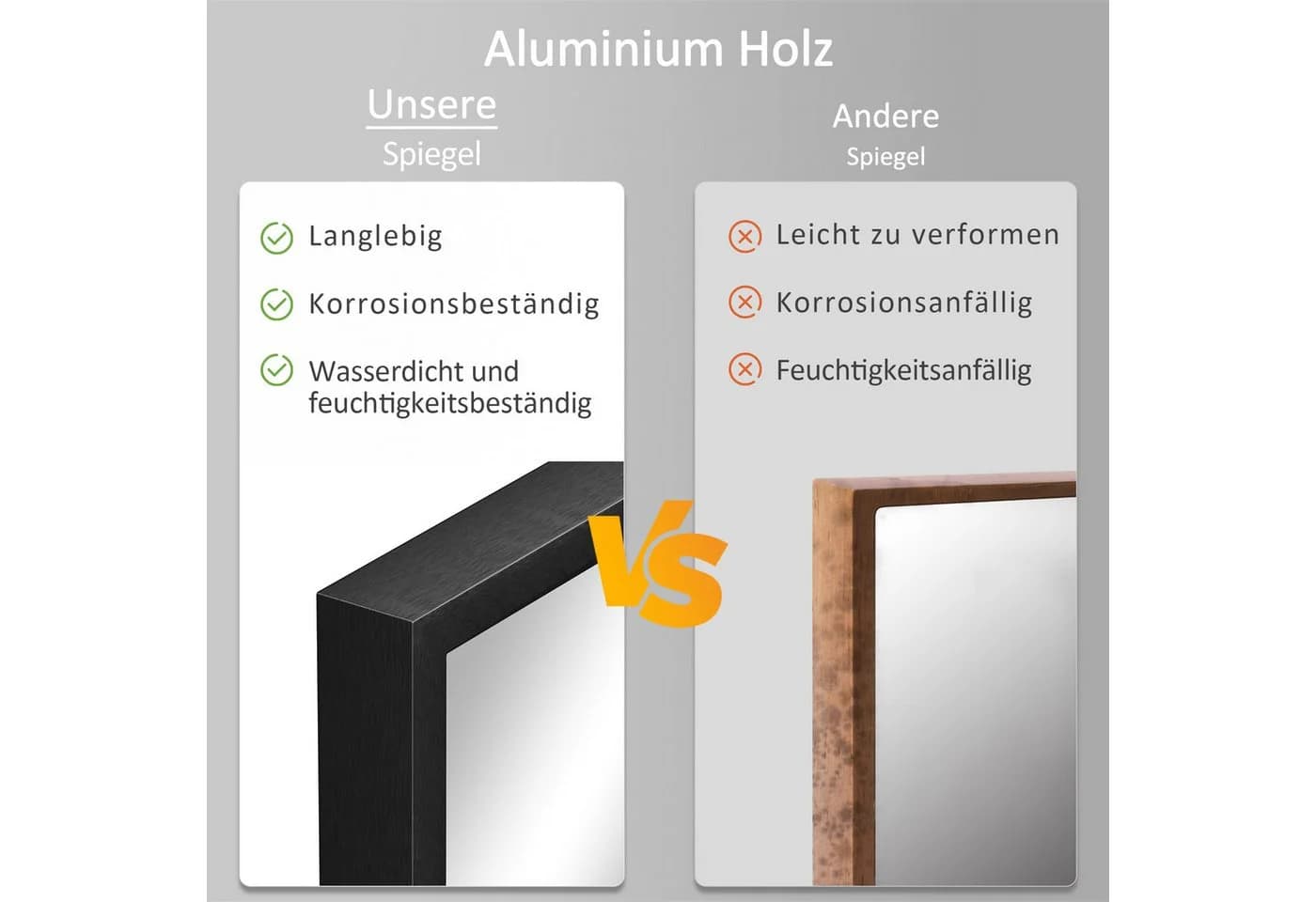 Hopibath Wandspiegel Schwarz Modern Aluminium Rahmen - Bild 3