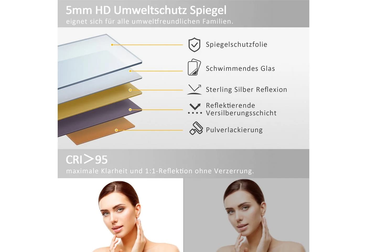 Hopibath Wandspiegel Schwarz Modern Aluminium Rahmen - Bild 4