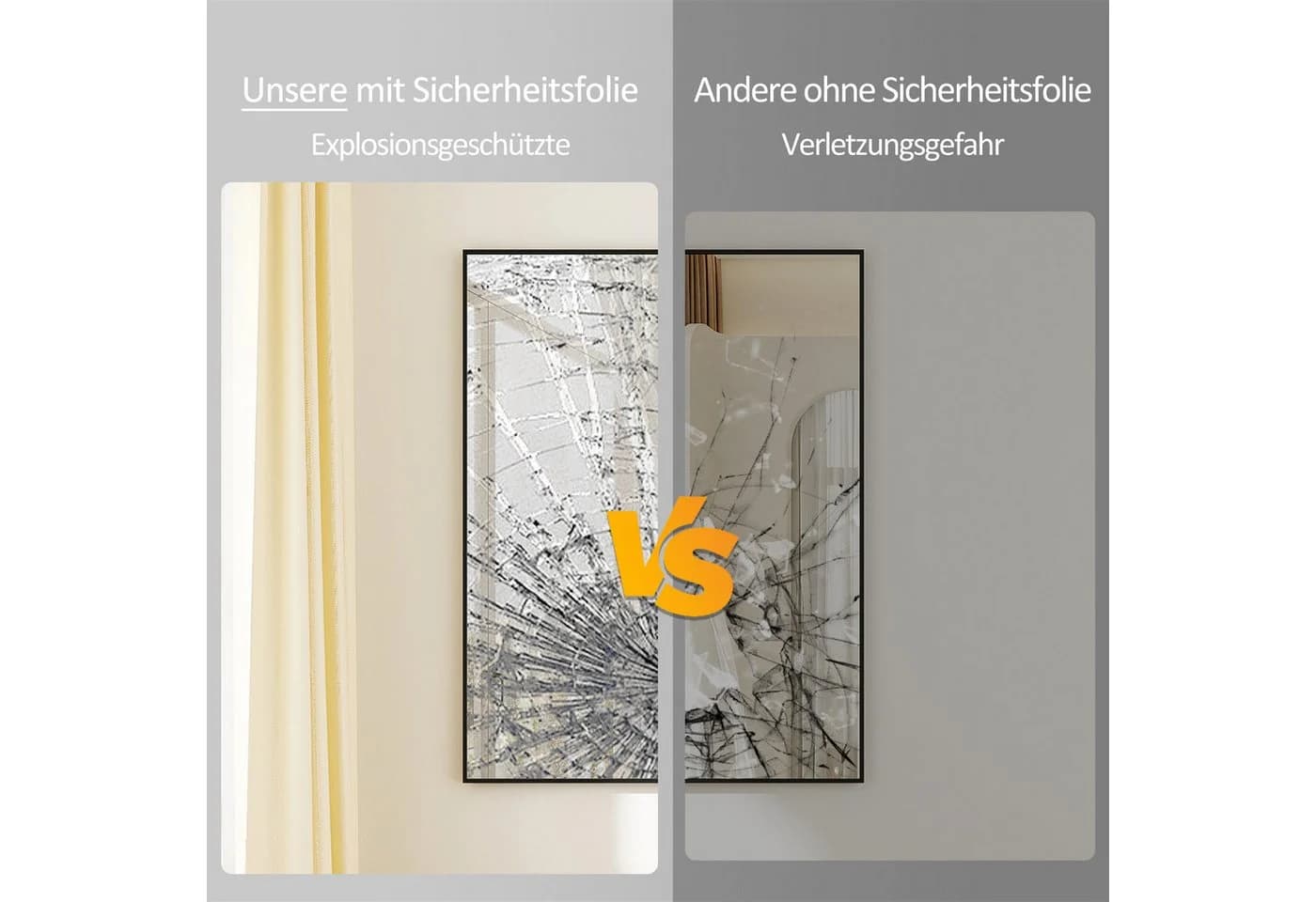 Hopibath Wandspiegel Schwarz Modern Aluminium Rahmen - Bild 5