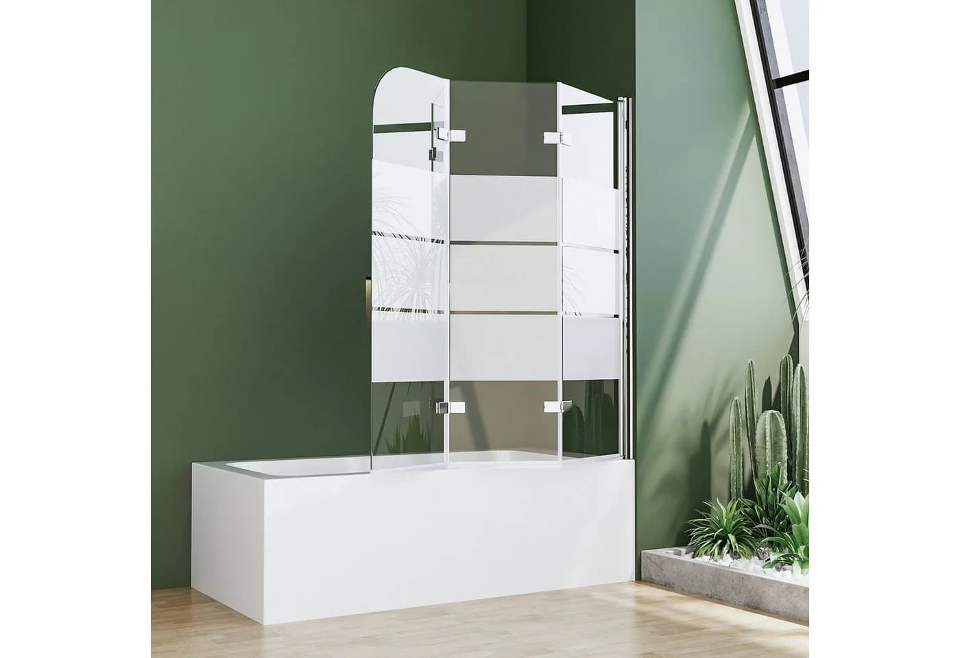 Boromal Badewannenfaltwand 3-teilig 6mm ESG Glas Silber - Bild 2