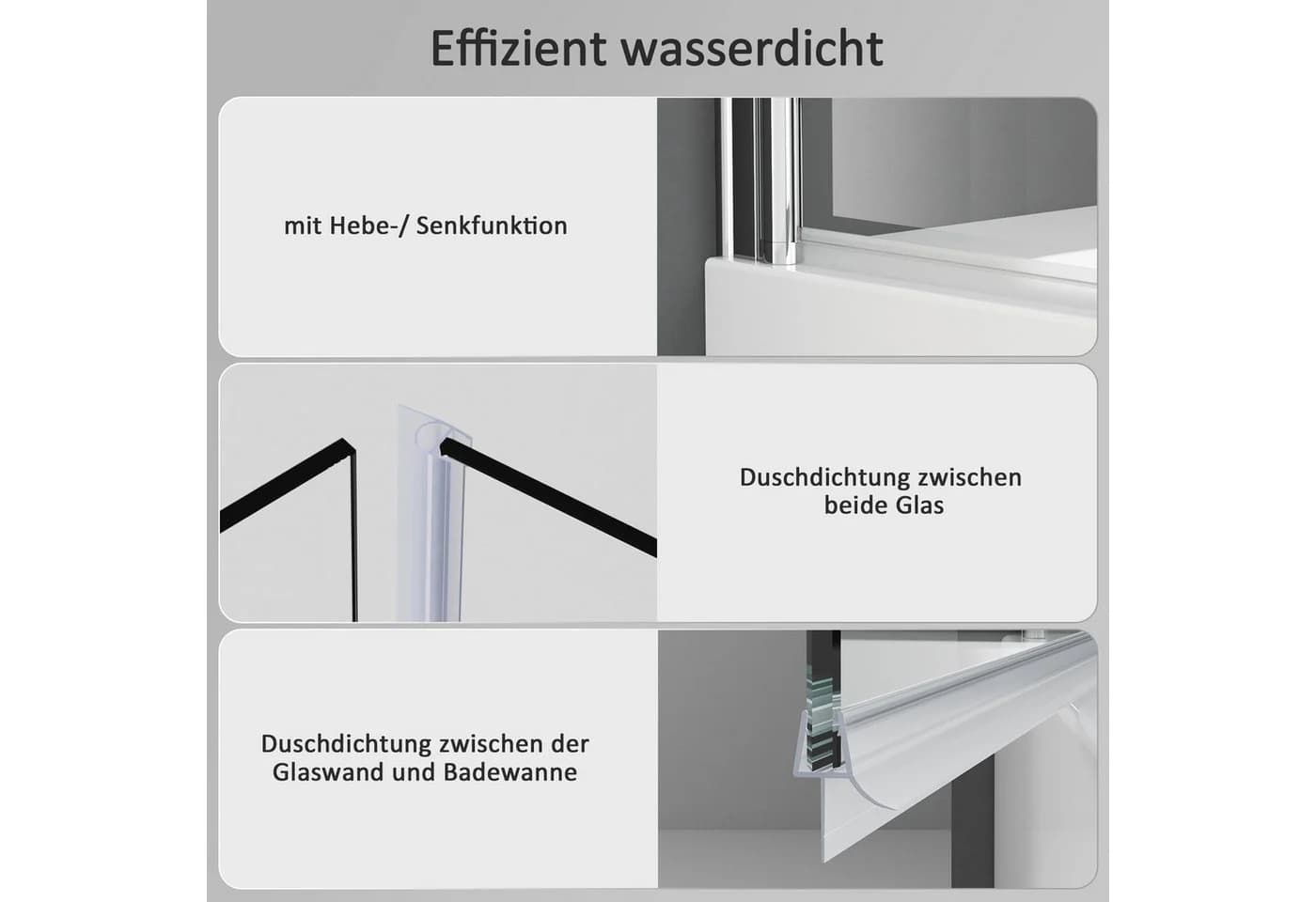 Boromal Badewannenfaltwand 2-teilig mit 5mm Sicherheitsglas - Bild 5