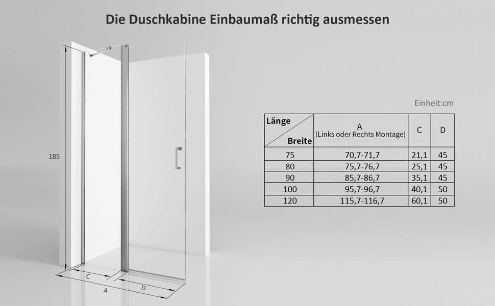 GOEZES Walk-in-Duschwand Glas mit Nano-Beschichtung Silber - Bild 5