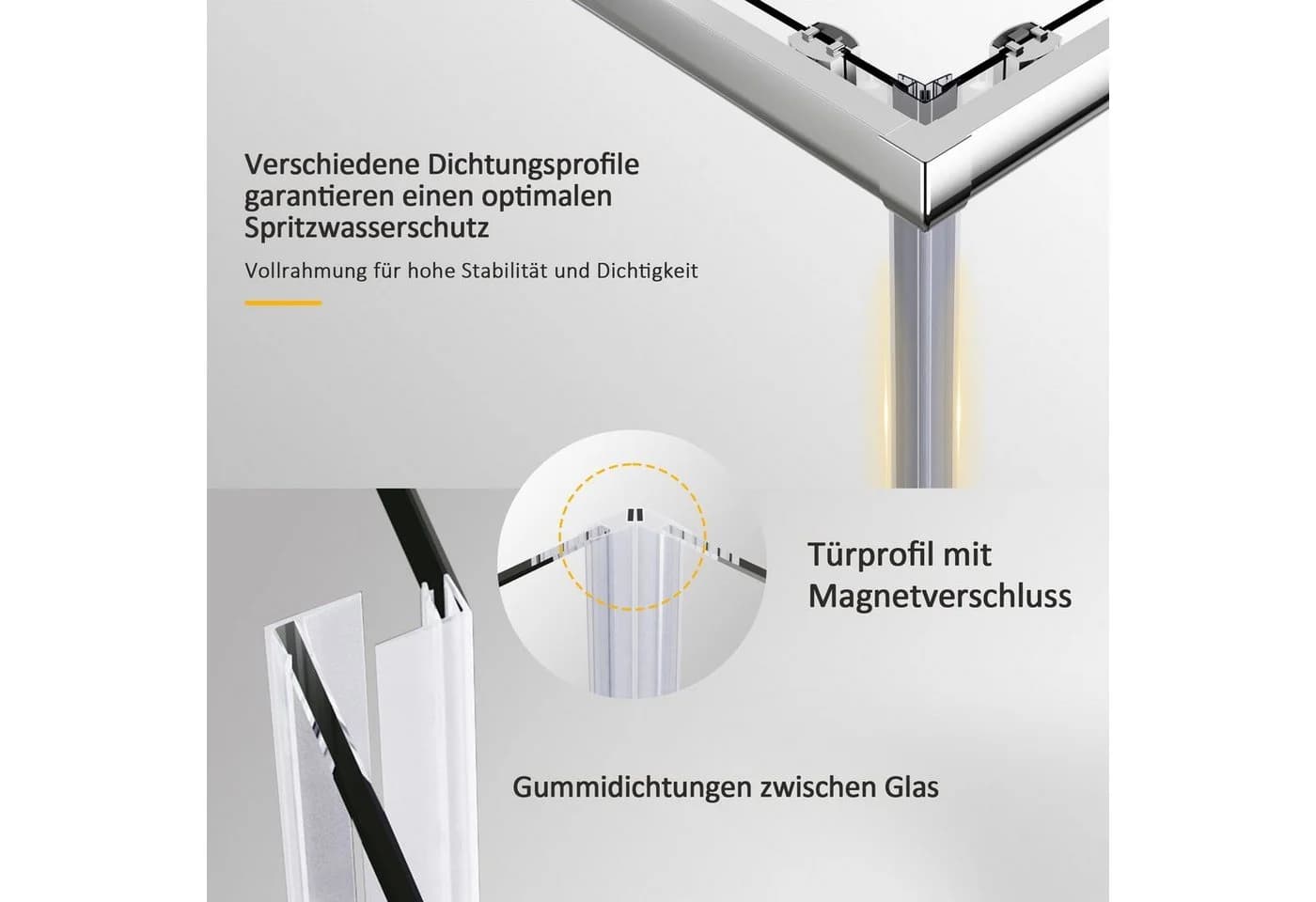 Boromal Eckdusche 75x90 Schiebetür 5mm ESG Glas Silber - Bild 5