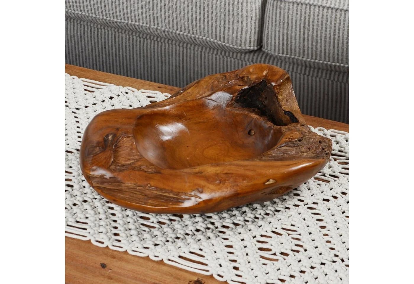 wohnfreuden Dekoschale Teak 45 cm lasiert rustikal - Bild 4