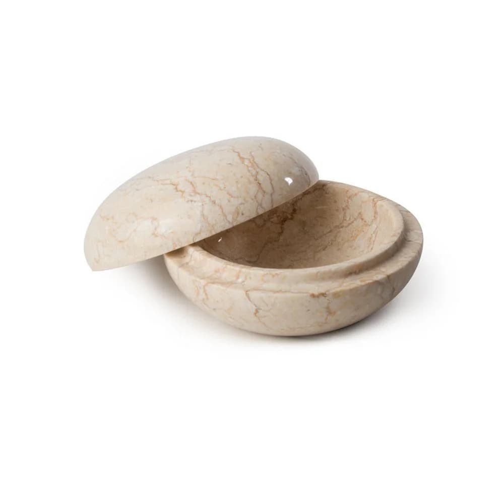 wohnfreuden Aufbewahrungsdose Marmor Creme Rund - Bild 2