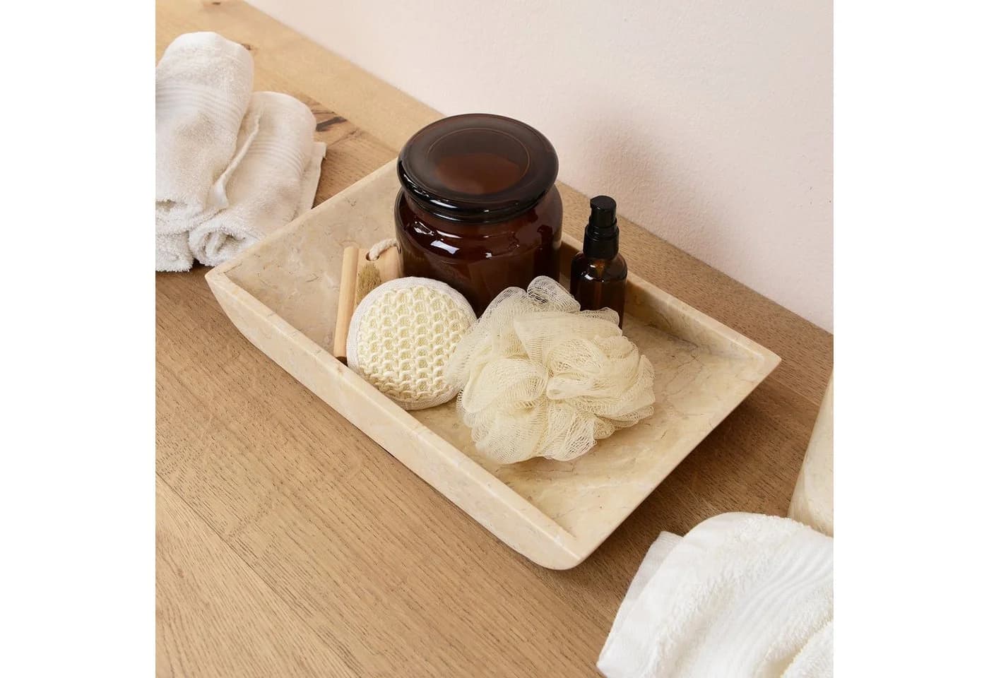 wohnfreuden Dekotablett Marmor Schale rechteckig creme - Bild 3