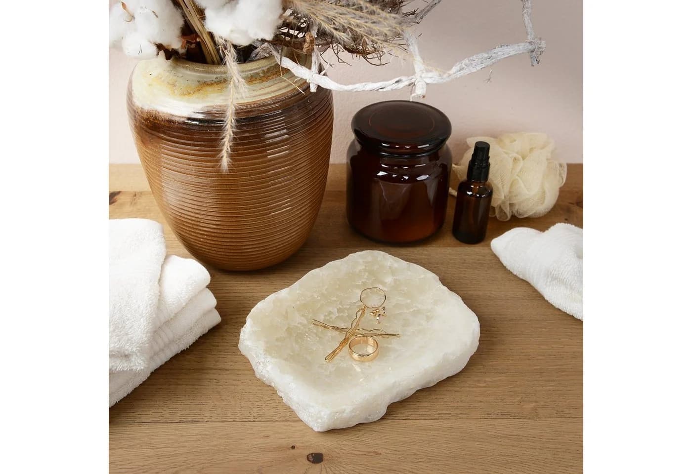 wohnfreuden Dekoschale Onyxmarmor 23 cm Creme Eckig