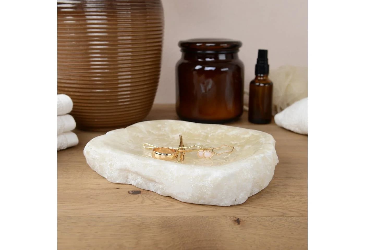 wohnfreuden Dekoschale Onyxmarmor 23 cm Creme Eckig - Bild 2