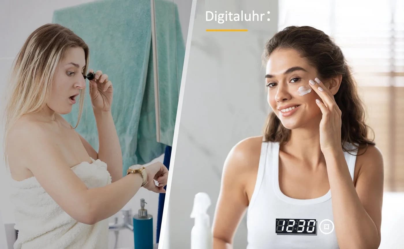 WDWRITTI LED Badspiegel mit Uhr Touch dimmbar - Bild 3