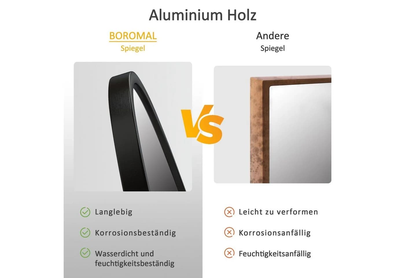 WDWRITTI Rundbogen Ganzkörperspiegel 150x50 cm Aluminiumrahmen - Bild 4
