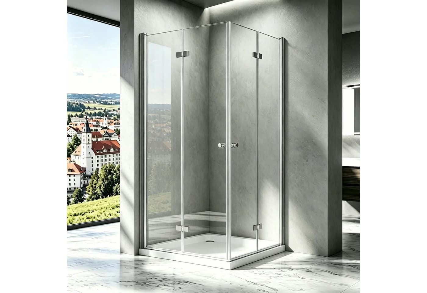 Boromal Eckdusche mit 180° Falttür und Sicherheitsglas - Bild 2