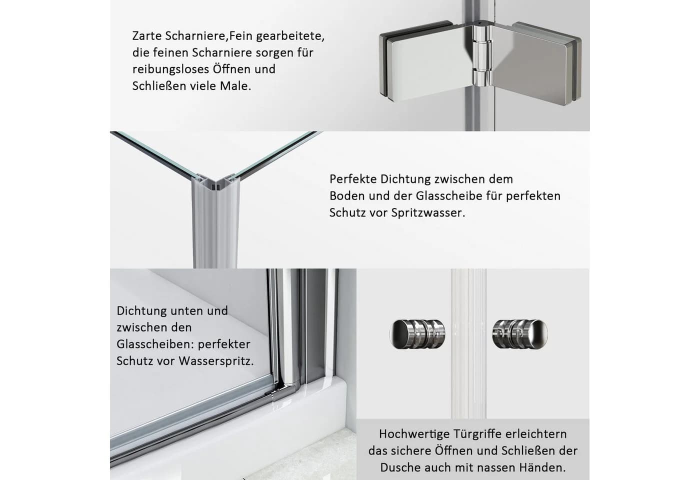 Boromal Eckdusche mit 180° Falttür und Sicherheitsglas - Bild 5