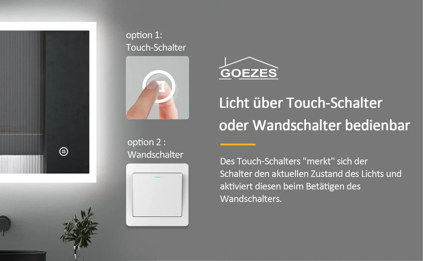 WDWRITTI LED Badspiegel mit Beleuchtung - Touch & Dimmbar - Bild 5