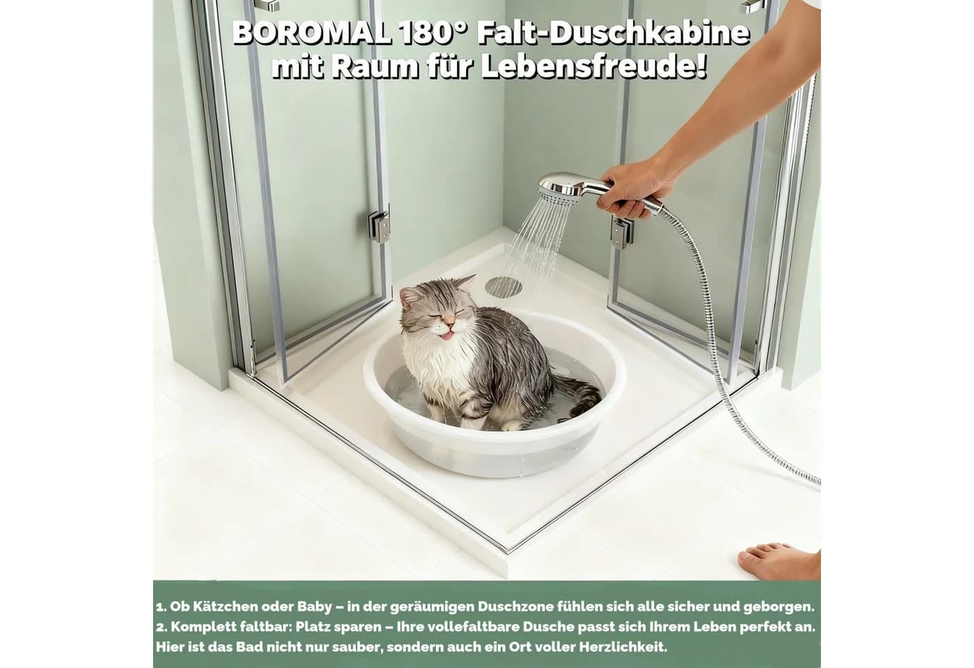 Boromal Eckdusche mit 180° Falttür und 5mm ESG Glas