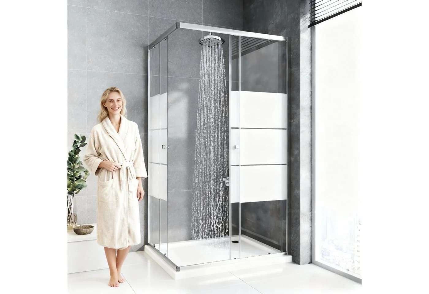 Boromal Eckdusche Duschkabine 75x90cm 185cm Hoch