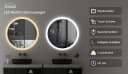WDWRITTI LED Badspiegel Rund 60cm Aluminium mit Touch Uhr dimmbar Bild 1