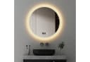WDWRITTI LED Badspiegel Rund 60cm Aluminium mit Touch Uhr dimmbar Bild 2