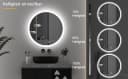 WDWRITTI LED Badspiegel Rund 60cm Aluminium mit Touch Uhr dimmbar Bild 5