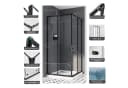 Boromal Eckdusche 90x90 Schiebetür Schwarz Chrom ESG Glas Bild 1
